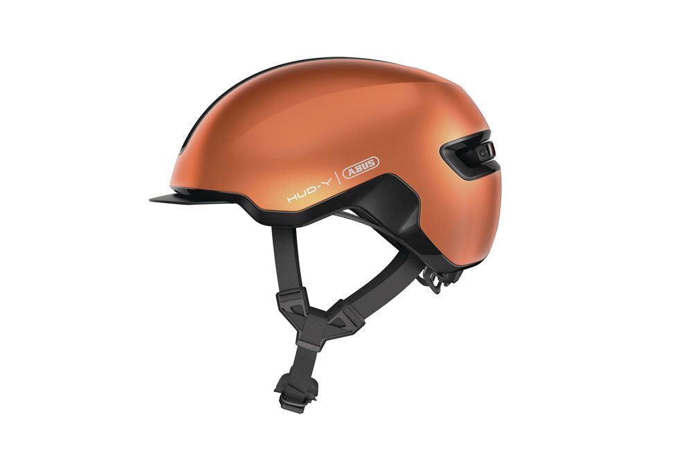 Casco Urbano ABUS HUD-Y - Goldfish Orange (Luz LED USB Magnética)