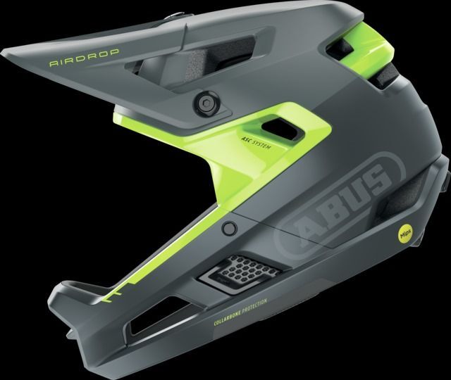 Casco bicicleta integral ABUS AirDrop MIPS color gris cemento concrete grey vista lateral perfil enduro.