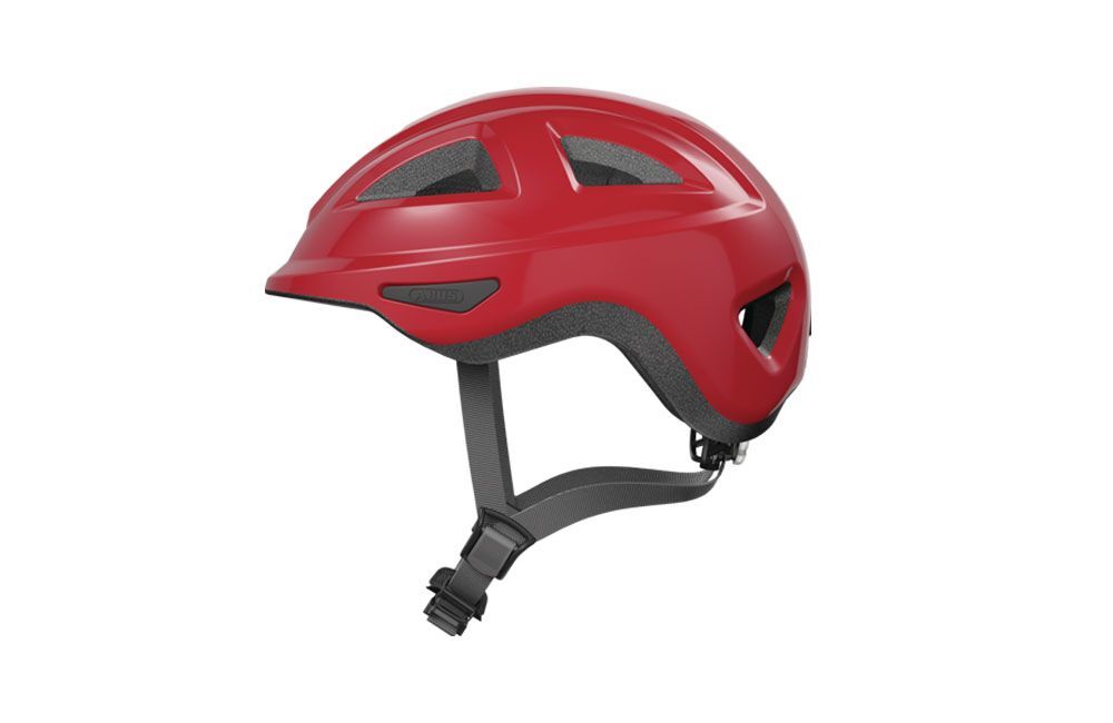  Casco bicicleta niño ABUS Anuky 2.0 color rojo blaze red con luz trasera y dibujos infantiles.