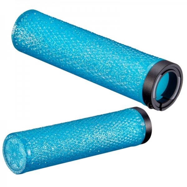 Puños bicicleta montaña espuma silicona Supacaz Siliconez 34mm color azul.